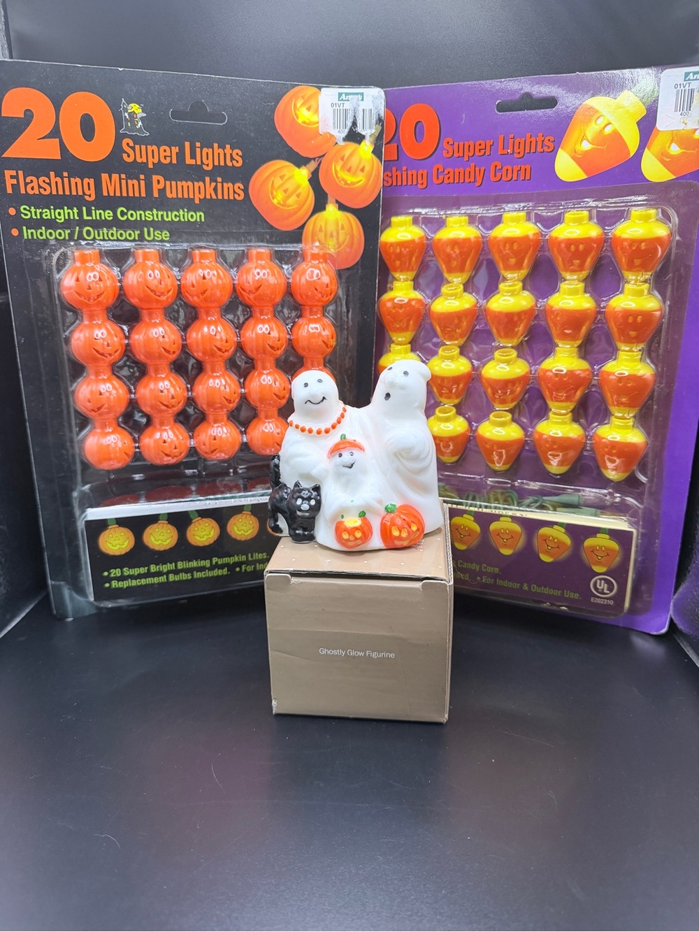 Vintage Unopened Halloween Lights & Avon Ghostly Glow Figurine